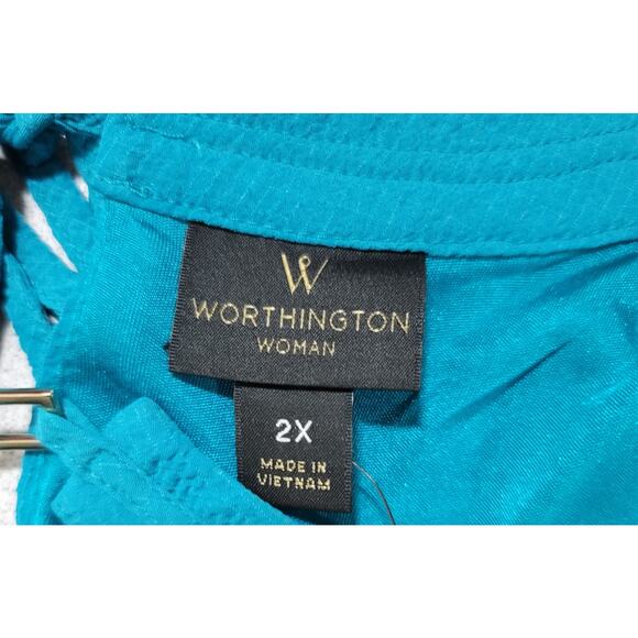 Worthington Woman Polynesian Blue Sleeveless Top 2X Plus New With Tag Flowy Soft - Picture 4 of 9